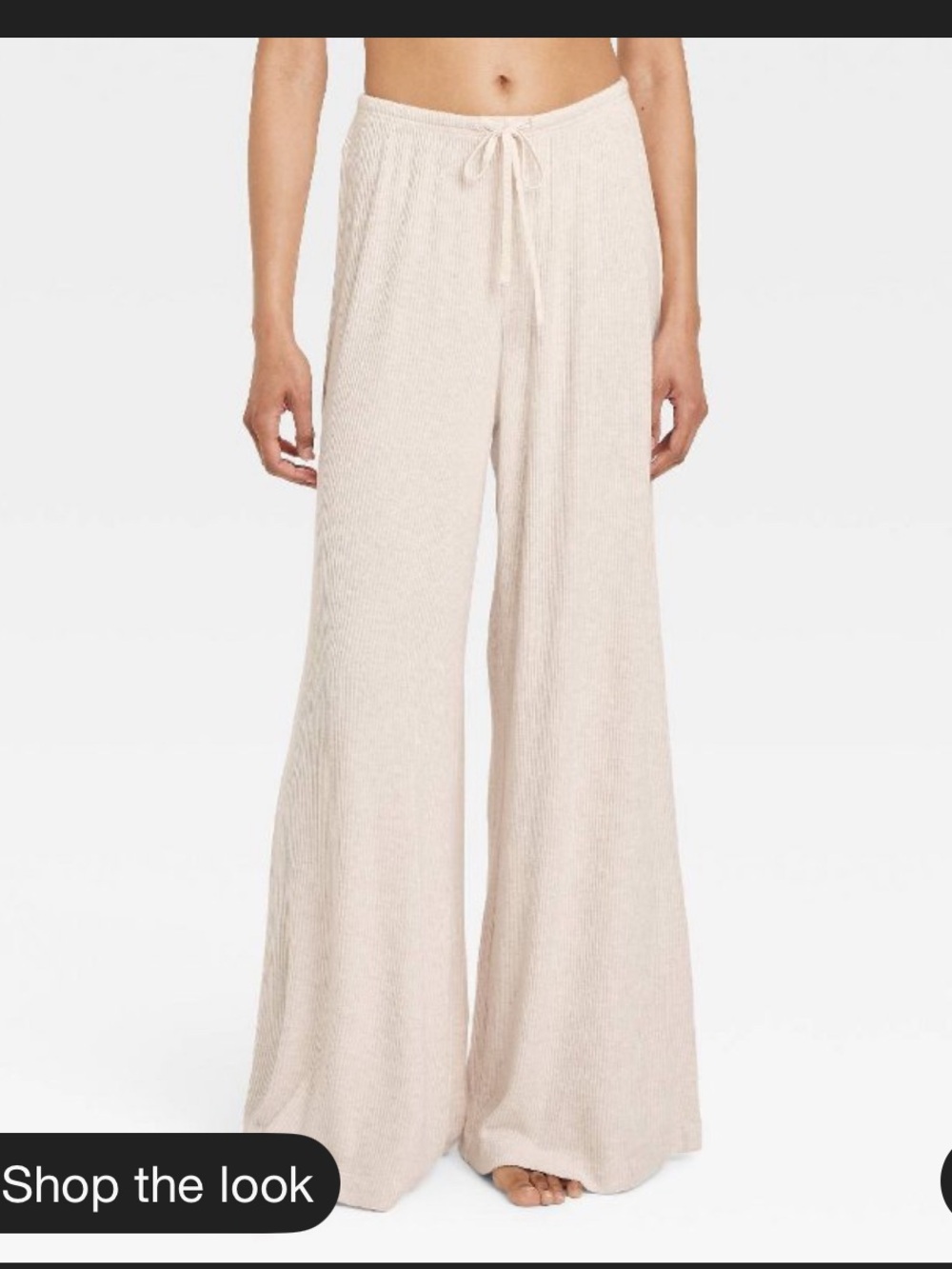 Target Auden Wide-Leg Drawstring Lounge Pants and top set — Cream